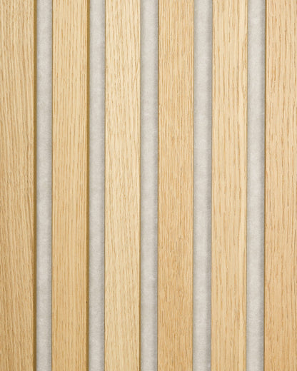 Akupanel acoustic slat panel in Classic Oak Light Beige Felt