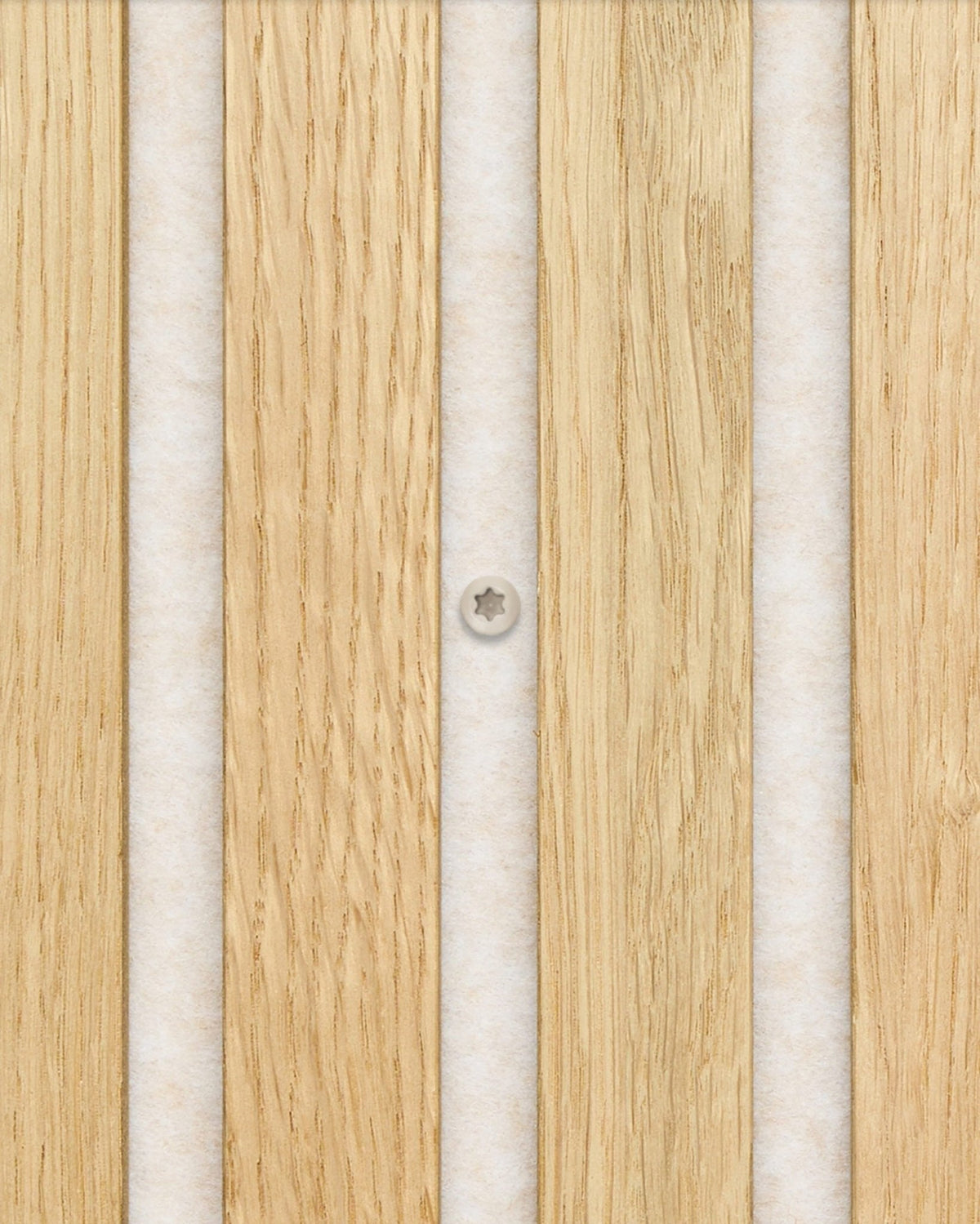 Light beige screws for Akupanel acoustic panels, close-up