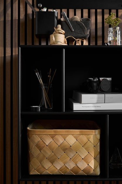 Arka Open Cabinet in black lifestyle setting