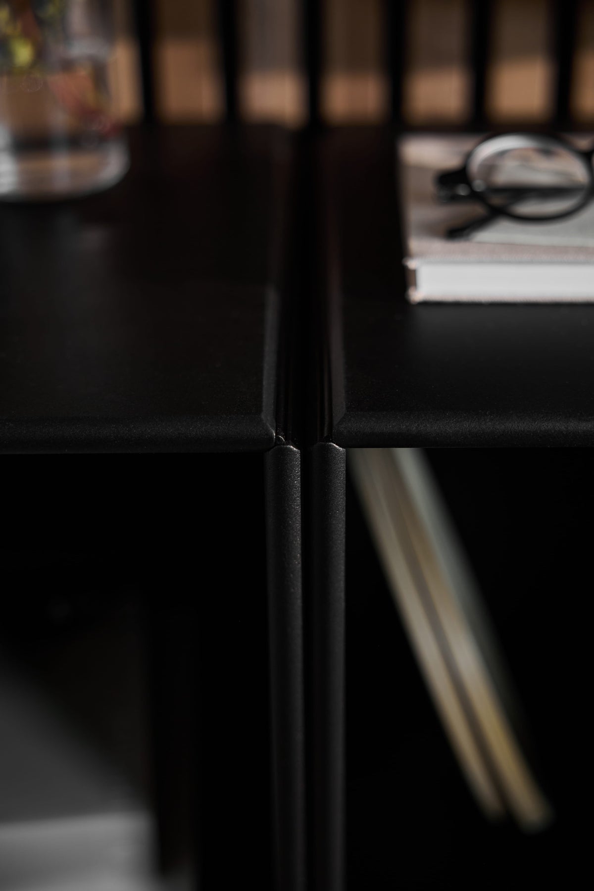 Arka Open Cabinet in black lifestyle setting