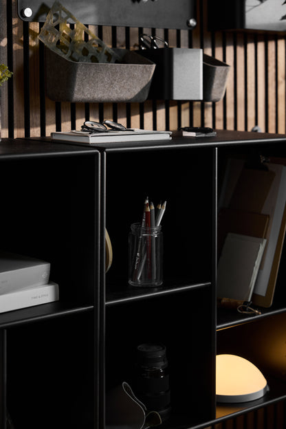 Arka Open Cabinet in black lifestyle setting