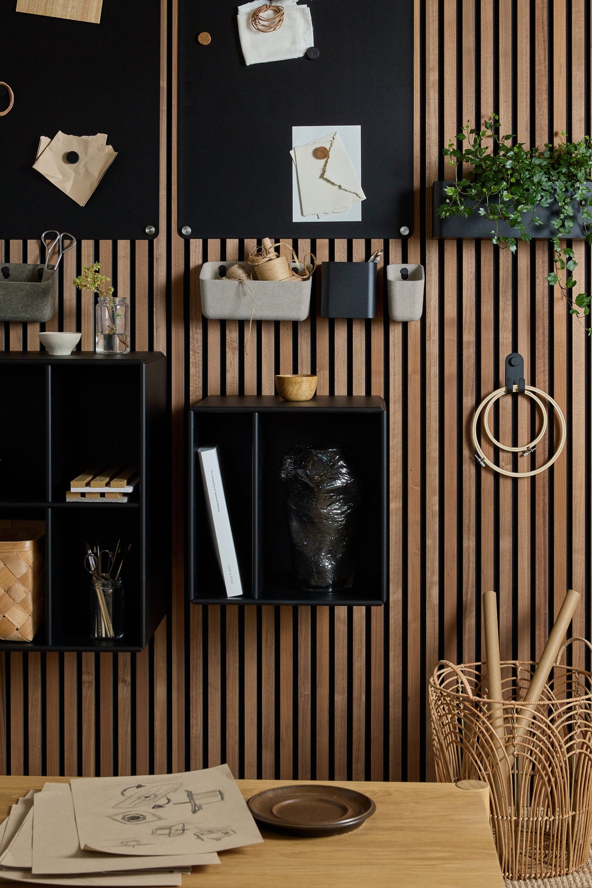 Arka Bookcase in black styled in a living space