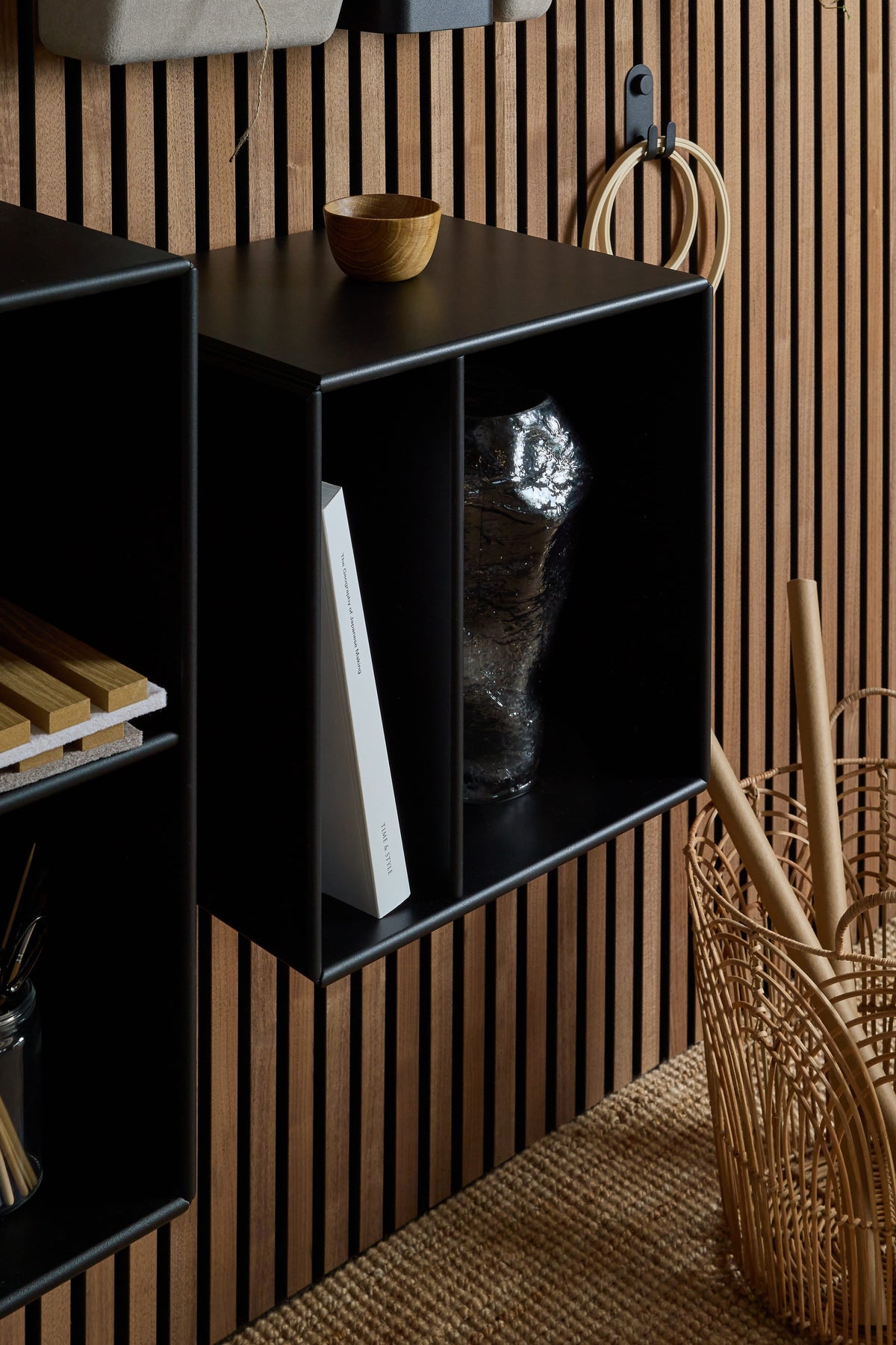 Arka Bookcase in black lifestyle setting